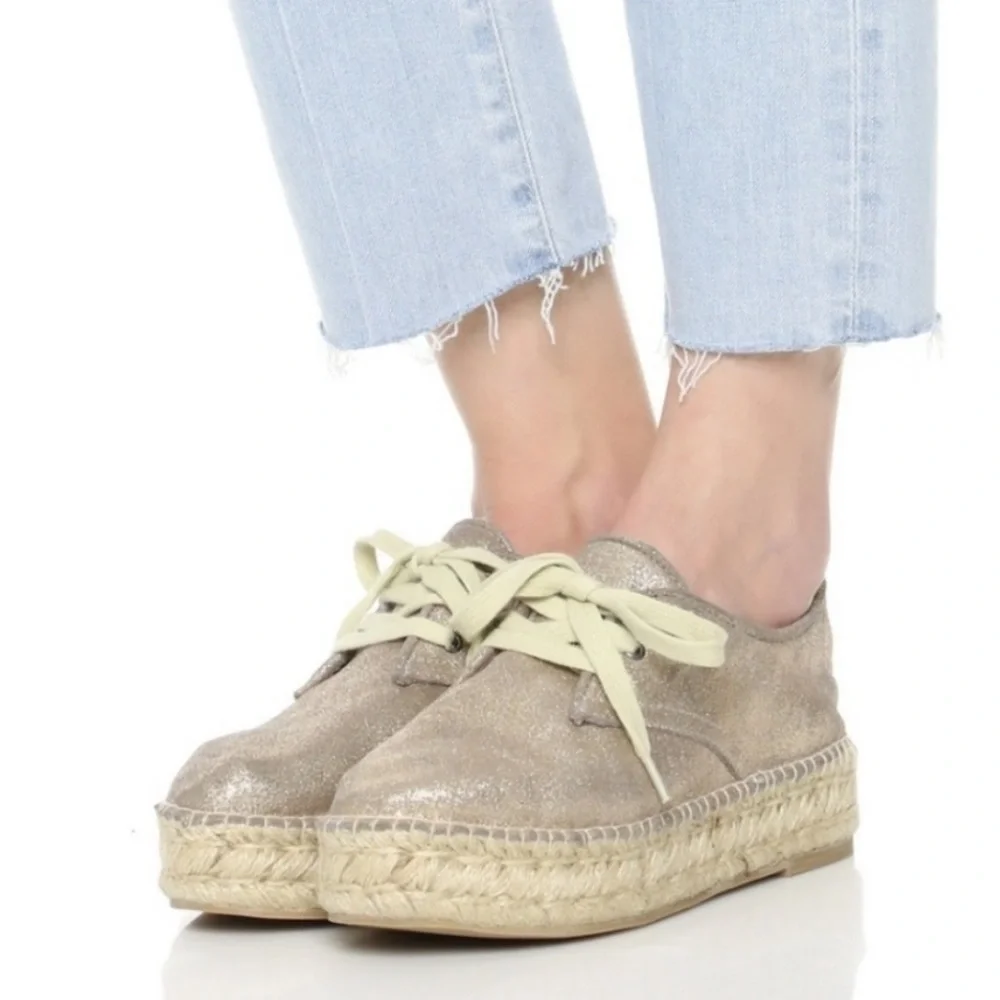 Steven Madden gold platform espadrilles vacation beach resort wear size 9